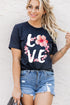 Black Love Cherry Blossoms Graphic Print Short Sleeve T Shirt